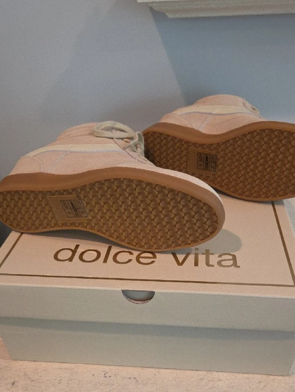 NEW IN BOX -Dolce Vita Pale Pink Wedge High-Top Sneakers